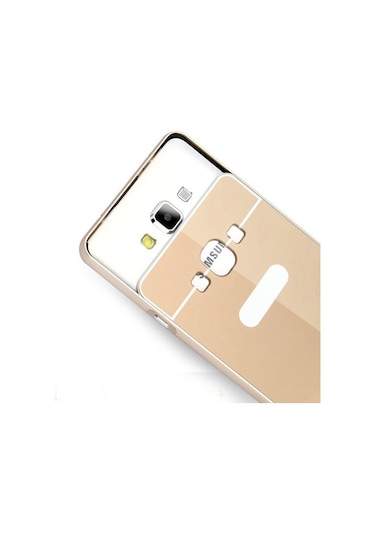 Samsung Galaxy A3 0,7 Mm Metal Bumper Arka Koruma Kapaklı Gold
