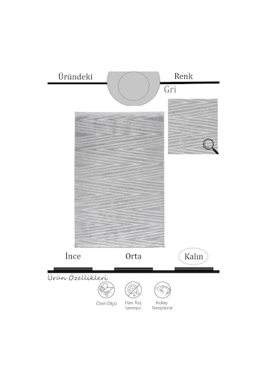 Çam Halı Eyfel 3107 Gri Romans Halı Modern Desenli Makine Halısı