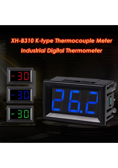 Leezsing Endüstriyel Dijital Sıcaklık Ölçer K-tipi Termokuplajlı -30 800 C M6 Vida Xh-b310 Mavi Işık Ekranlı