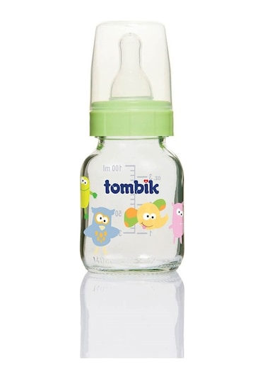 Tombik Cam Biberon 100 Ml Şaşkın Hayvan-Açık Yeşil