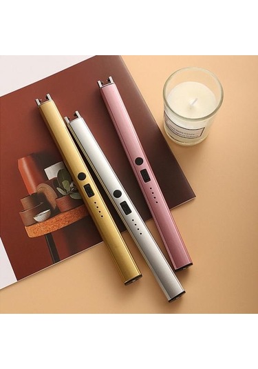 Gül Altın Elektrikli Şarj Edilebilir Ateşleyici Rüzgar Geçirmez Kompakt Boyut Taşınabilir Barbekü Soba Ateşleyici Kamp Aksesuarları Altın - Pembe