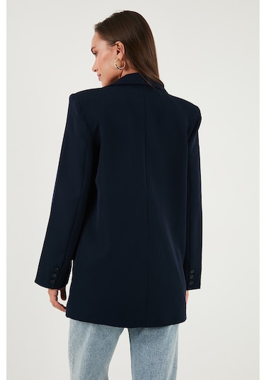 Lela Relaxed Fit Mono Yaka Cepli Blazer Bayan Ceket 611Bc00132 Lacivert