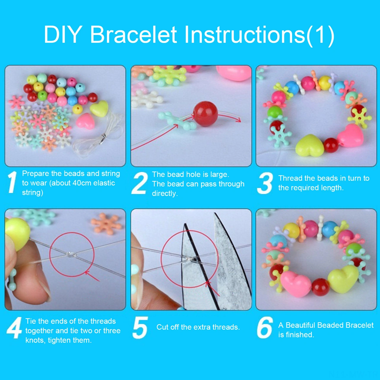 Moveevo 01 Multicolor Perforated Plastic Bead Set For Dıy Necklace And Bracelet Making Diğer