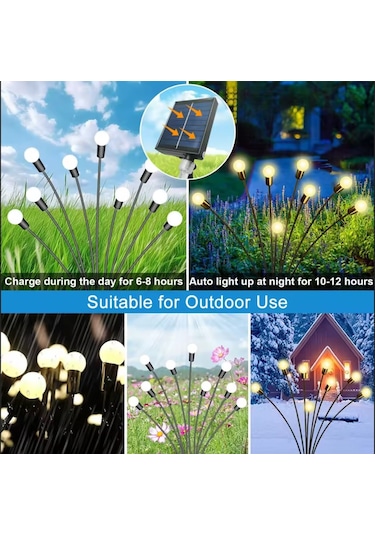 Solar 8 Top Sarı Işık Ateş Böceği Led Bahçe Aydınlatma Solar Bahçe Süsü