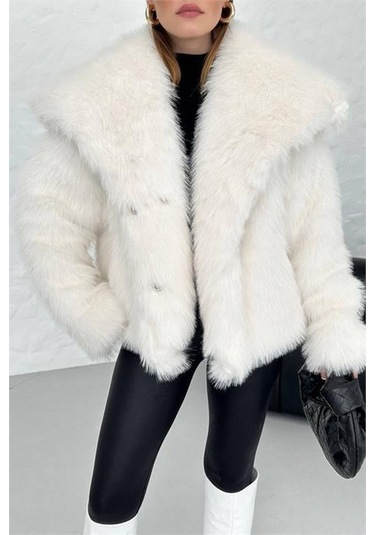 Kadın Yüksek Kalite İthal Kürk Mont Dpnbg037 Ekru