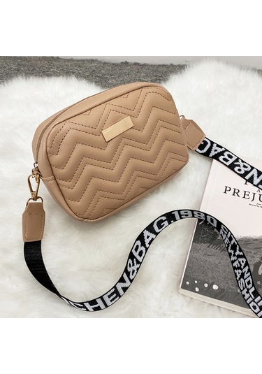 Tenfowee Kahverengi Çapraz Askılı Küçük Kare Çanta - Dalgalı Dikiş Desenli, Telefon Ve Cüzdan Taşıma Kabiliyetli, 17x6x12cm, 105g