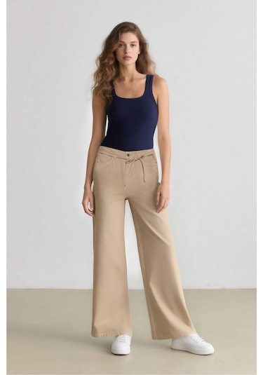DeFacto Coool Gabardin Palazzo Pantolon Wide Leg Yüksek Bel Geniş Bol Paça E1794AX25SPER222