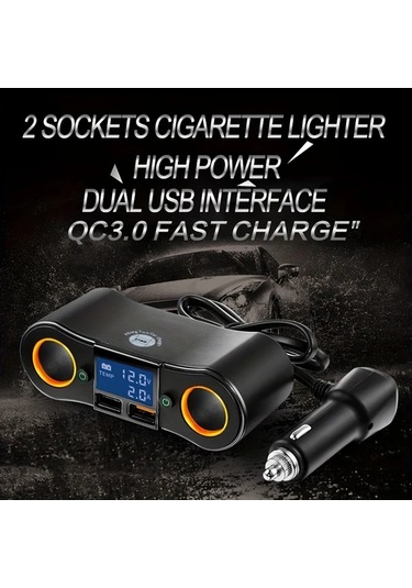 Motion003 2025 Yeni Araba Sigara Için Siyah Qc3.0 Hızlı Şarj Led Halkası Evrensel Araçlar