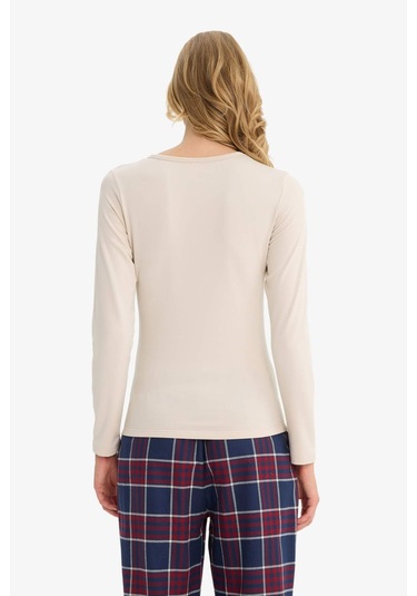 Defacto Basic Düz Uzun Kollu Üst-fall İn Love F2546ax25aubg33 Bej-bg33