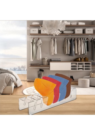 Konesam Akrilik Şapka Depolama Rafı - 7 Adet Şapka Beyzbol, Düz Taban, Koyu, Sürücü Saklar - Odalar, Dolaplar, Mağazalar İçin - Şeffaf 2'li Paket Diğer