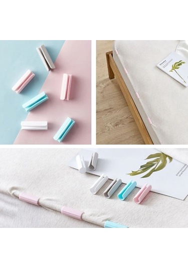 12 Adet Çok Amaçlı Çarşaf Tutucu, Sabitleyici ,kaydırmaz Nevresim Örtü Düzenleyici Klipsler 5256 Çok Renkli