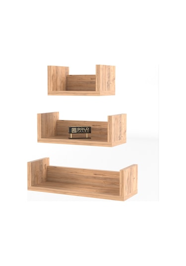 Duvar Rafı Dekoratif U Raf Ceviz