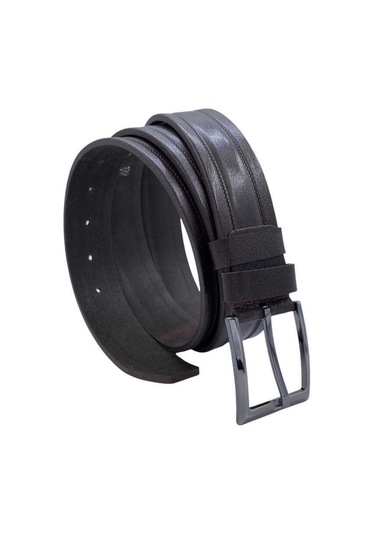 3.5 Cm. Klasik Hakiki Deri Desenli Kemer Koyu Kahverengi Kahverengi