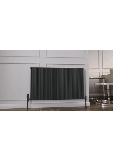 Lojimax Alüminyum Çift Panel Yatay Radyatör Bamboo Double 600x719mm 6 Dilim Dokulu Siyah 786 W Yüksek Isıl Güç