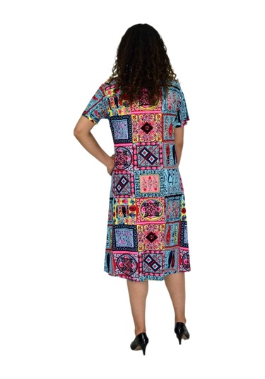 Kadın Kısa Kol Likralı Viskon Elbise Bgl-st04671 Mavi