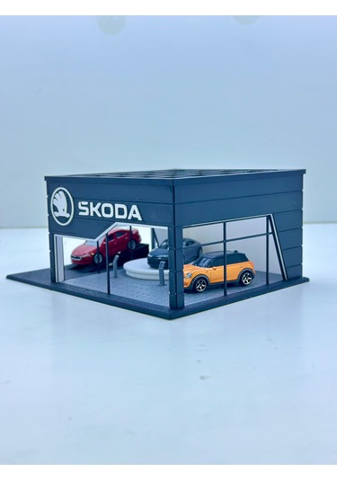 1/64 Ölçekli Skoda Diorama Tasarımlı Araç Sergileme Garajı 3d Baskı