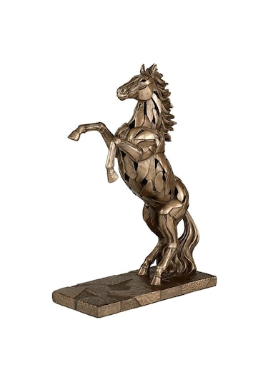 Veronese Bronz Renk Işık Efektli Şahlanmış At Figürü 29cm