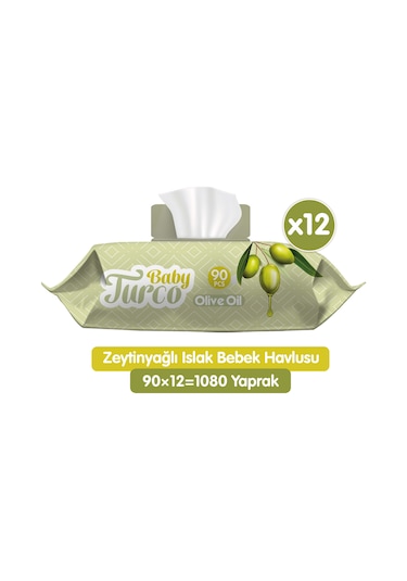 Baby Turco Zeytinyağlı Islak Bebek Havlusu 12 X 90 Adet