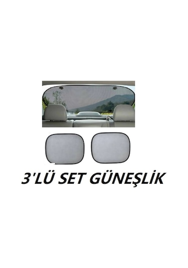 Araç Oto Cam Güneşlik Arka Cam Vantuzlu Güneş Koruyucu 3 'Lü Set