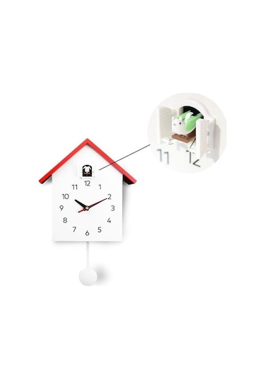 Ganzhoushop Suntek Saati Okul Ofis Modern Kuş Kırmızı İçin Guguklu Evi Ev Duvar Asılı Jx Kırmızı