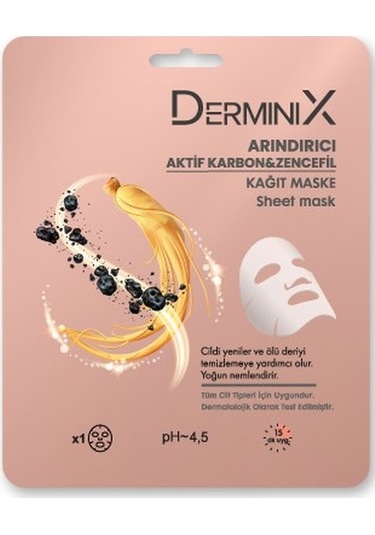 Derminix Aktif Karbon & Zencefil Arındırıcı Kağıt Yüz Maskesi