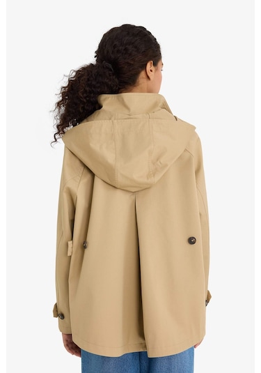 Defacto Regular Fit Kapüşonlu Fermuarlı Trençkot E8584ax25aubg501 Bej