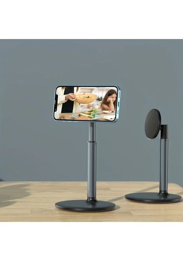 Motion003 Manyetik Akıllı Telefon Standı Siyah 18 29cm 25 4cm 360 Derece Döner Alüminyum Siyah
