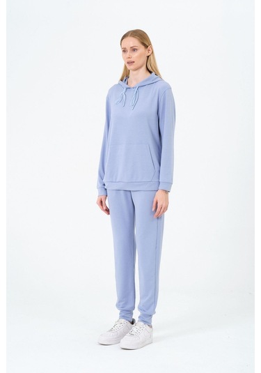 Kadın Yumuşak Kumaş Kapşonlu Eşofman Takımı Çok Renkli