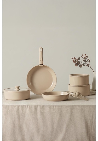 Cookpro Vizon 15 Parça Ayrılabilen Saplı Iç Içe Geçebilen Indüksiyonlu Seramik Kaplama Tencere Seti Vızon Vizon