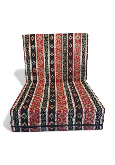Katlanır Yer Yatağı - 70x180 8 Cm Kalınlık - Misafir Yatağı - Sünger Yatak Siyah Kilim Desen