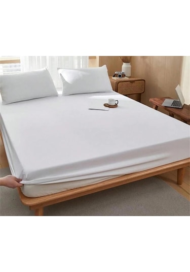 Totem Ranforce Yastık Kılıflı Lastikli Çarşaf Takımı 180 X 200 Battal Boy Beyaz