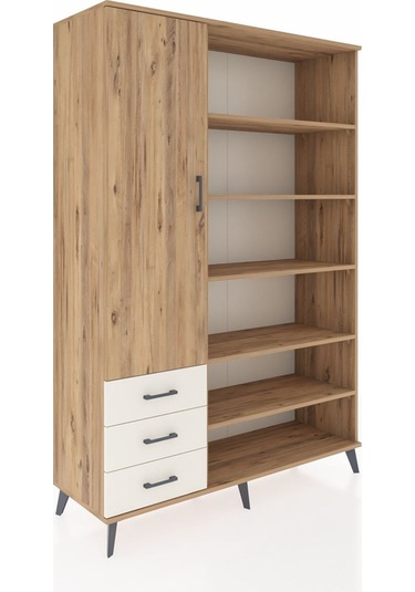 Hyperion Dolap 9 Raflı 3 Çekmeceli 3 Kapaklı 132x44x195 Çam-ç... Çam