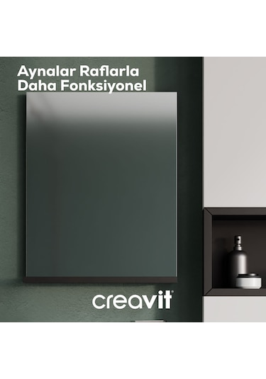 Creavit Elmas Ayna Ve Etajer 45 Cm Beyaz-siyah Beyaz - Siyah