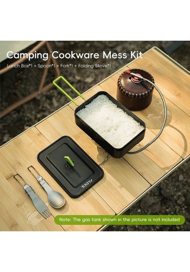 Createtech Siyah Kamp Ocağı Seti Katlanabilir Kaşık Çatal Alüminyum Alkol Alaşımlı Siyah