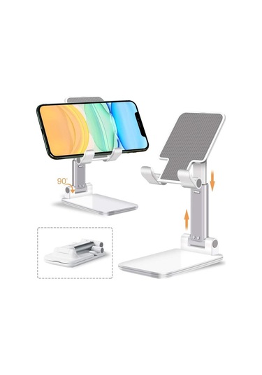 İphone İpad Için Uyumlu Masa Cep Telefonu Tutucu Standı Xiaomi Ayarlanabilir Masaüstü Tablet Tutucu Evrensel Masa Cep Telefonu Standı Beyaz 支架