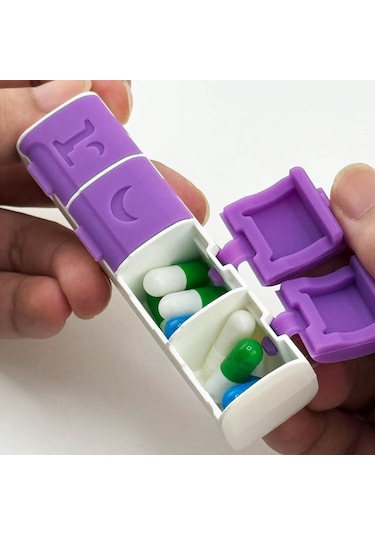 4 Bölmeli İlaç Kutusu Magnet Özellikli Mavi