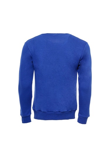 Wessi Koyu Mavi Desensiz Bisiklet Yaka Sweatshirt Koyu Mavi