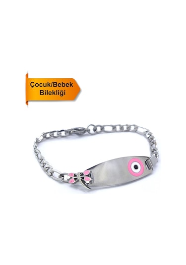 Bebek Bileklik Çelik Nazar Bonvuklu Yusufçuk Model Blk-962 Gümüş