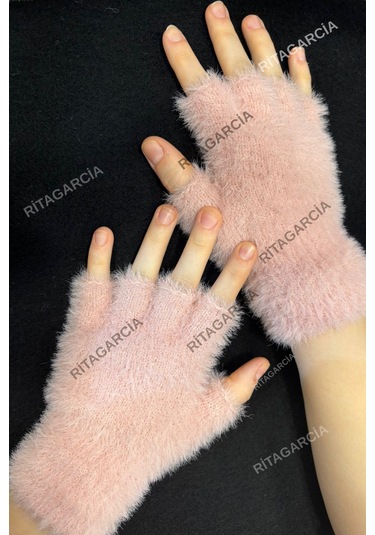 Peluş Kesik Parmak Eldiven Pudra2