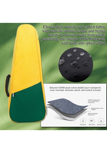 Samdoo 23 İnç Ukulele / Küçük Gitar Çantası - Oxford Kumaş, Su Geçirmez, Yumuşak Dolgulu, Çift Omuzlu Açık Yeşil