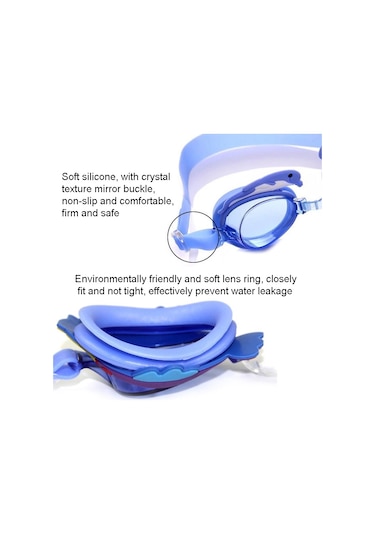 Karikatür Su Geçirmez Anti-Sis Yüksek Çözünürlüklü Çocuk Yüzme Gözlükleri Pembe Yunus Çok Renkli