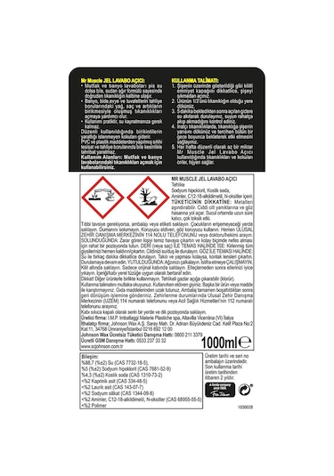 Mr. Muscle Jel Lavabo Açıcı 1 L