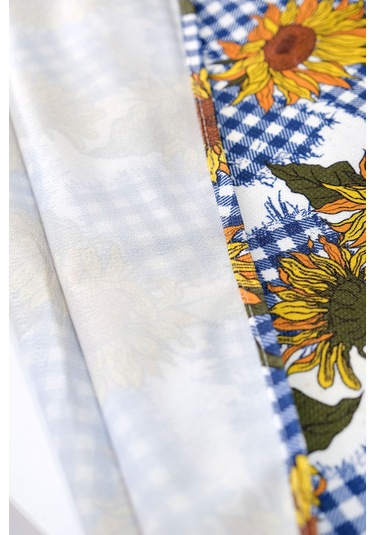 Sufre Sıvı Geçirmez Masa Örtüsü Sofra Bezi Sofra Örtüsü Piknik Örtüsü Ayçiçeği Mavi