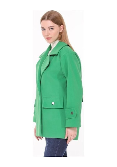 Dip Moda Kadın Kısa Yün Kaşe Kaban Dppltn04 - Benetton Yeşili Yeşil
