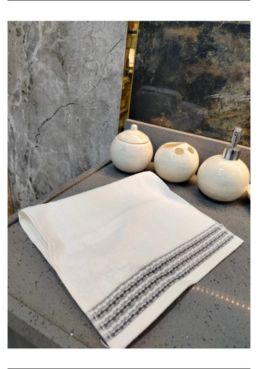 Sher Çi Zgi Li El Havlusu 30x50 Beyaz - Gri