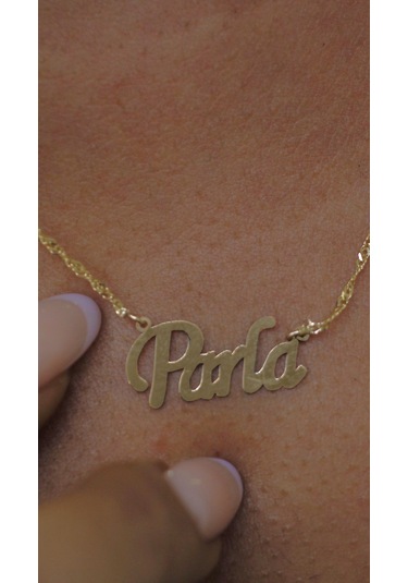 Diamine  Altın Singapur Zincir İsim Kolye