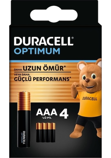 Duracell Optimum AAA İnce Kalem Pil 1,5V 4'lü Paket (MX2400)