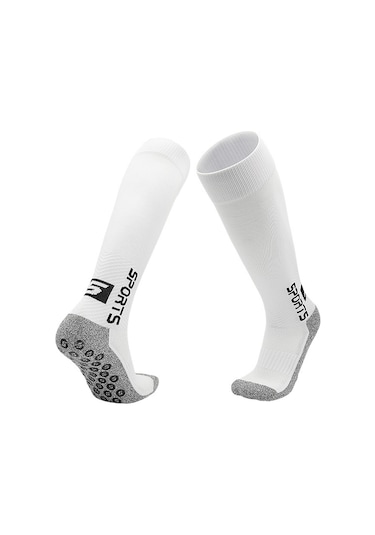 Qingmipy Uzun Kollu Spor Çorap Antibakteriyel Kayma Önleyici Futbol Basketbol Tüm Sporlar İçin Erkek Kadın Üniversal Beyaz Beyaz