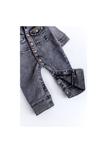 Esnek Erkek Bebek Kot Tulum 100% Cotton Füme