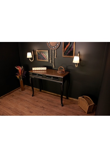 Wooding 120 Cm Masif Ceviz Siyah Oymalı Dresuar Siyah